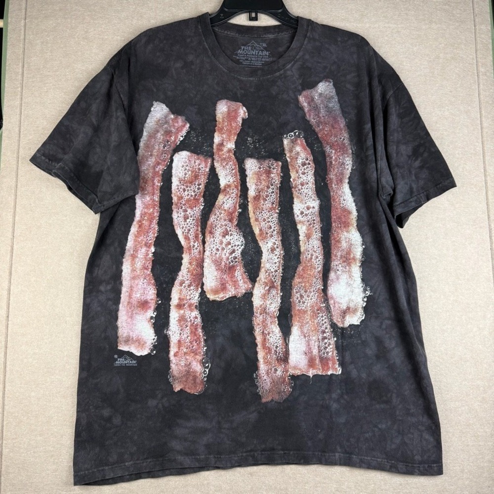 The Mountain Shirt Men's XL Black Bacon‎ Funny Food Graphic Tee Novelty Cotton